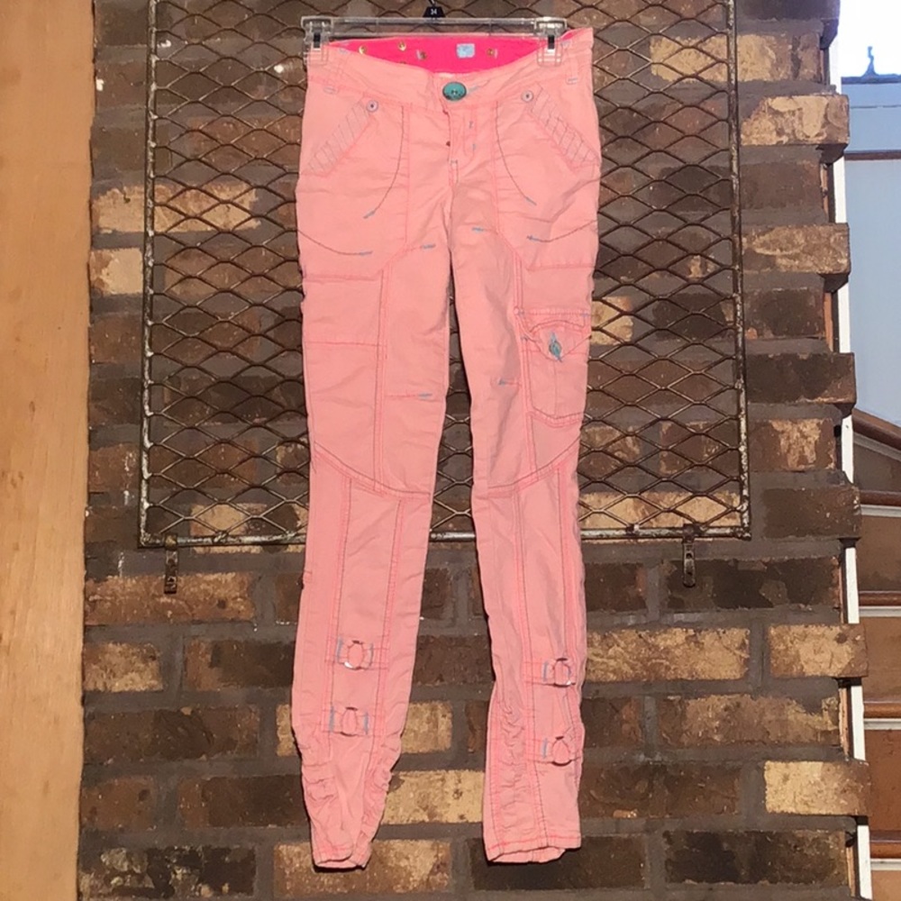 Comfort Jeans skinny cargo jeans pink blue 3